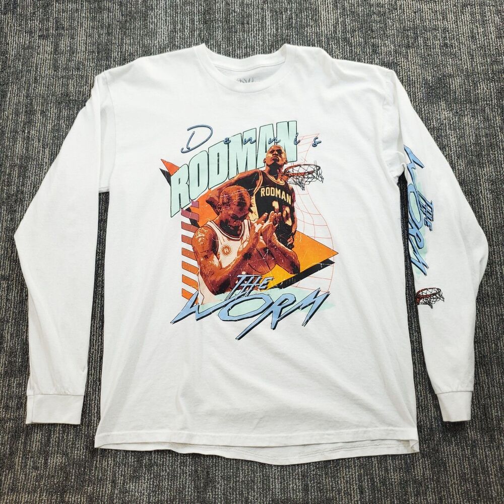 Dennis Rodman Pacsun Shirt Men’s Large White Graphic The Worm Cotton